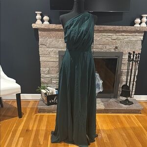 Birdy Grey One-Shoulder Dark Green Dress. Bridesmaid